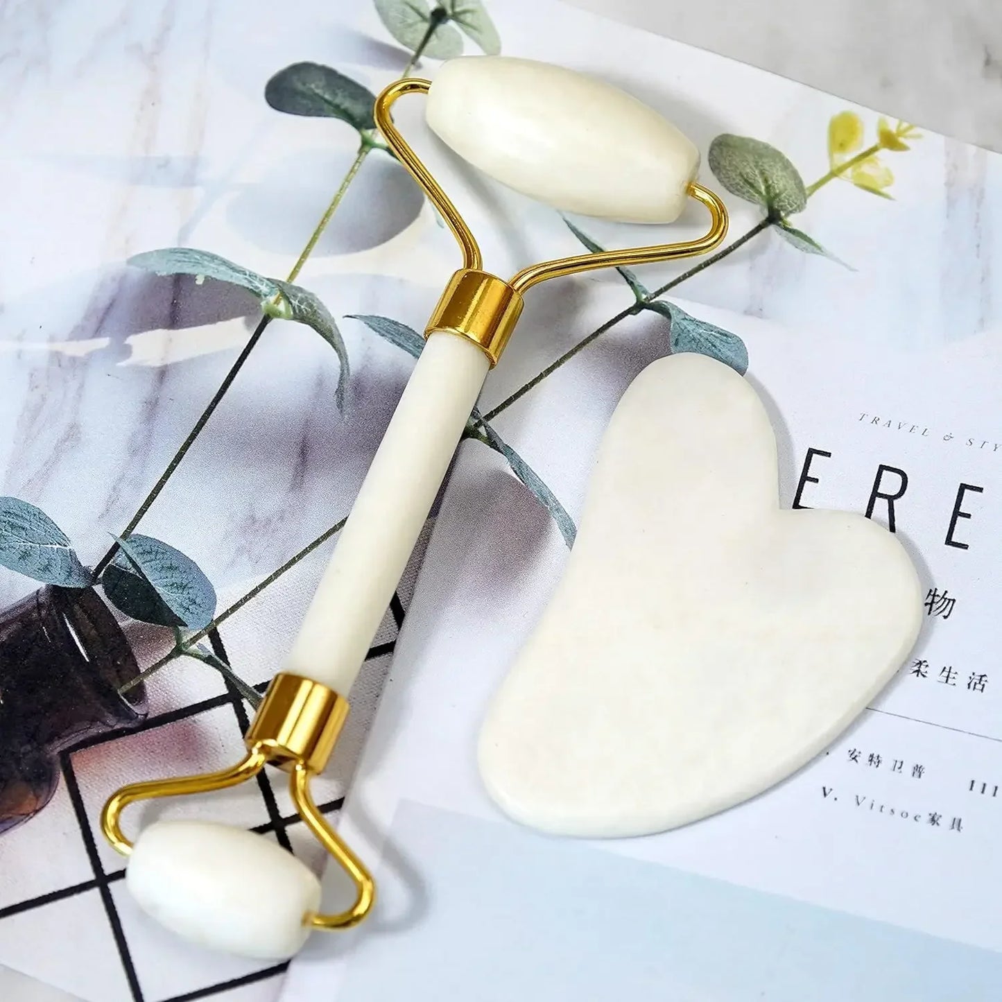 Premium Jade Roller & Gua Sha Set